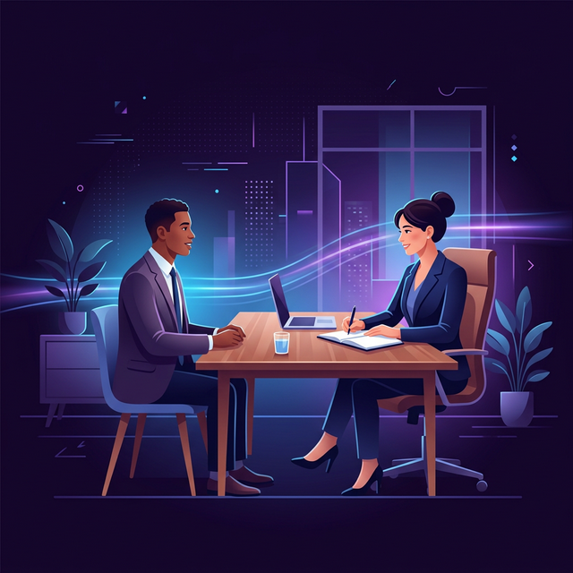 İngilizce iş görüşmesi mülakat ortamı illüstrasyonu